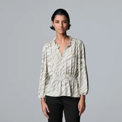 Petite Simply Vera Vera Wang Ruffle Peplum-Hem Top Painted Petals