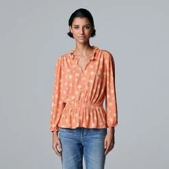 Petite Simply Vera Vera Wang Ruffle Peplum-Hem Top Painted Petals -Simply Vera Vera Wang STORE unnamed file 3677