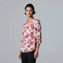 Petite Simply Vera Vera Wang Roll-Tab Blouse Vera Black -Simply Vera Vera Wang STORE unnamed file 3682
