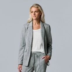 Women's Simply Vera Vera Wang Soft Ponte Blazer Chocolate Wine -Simply Vera Vera Wang STORE unnamed file 369