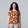 Women's Simply Vera Vera Wang Print Relaxed Fit Tee Tossed Blooms