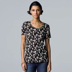 Women's Simply Vera Vera Wang Print Relaxed Fit Tee Tossed Blooms -Simply Vera Vera Wang STORE unnamed file 3695