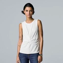 Women's Simply Vera Vera Wang Twist-Front Tank Golden Ticket -Simply Vera Vera Wang STORE unnamed file 3700