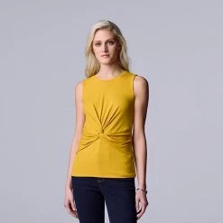Women's Simply Vera Vera Wang Twist-Front Tank Golden Ticket -Simply Vera Vera Wang STORE unnamed file 3703