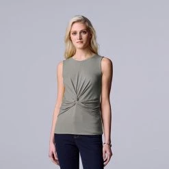 Women's Simply Vera Vera Wang Twist-Front Tank Golden Ticket -Simply Vera Vera Wang STORE unnamed file 3705