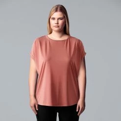 Plus Size Simply Vera Vera Wang Short Sleeve Crewneck Dolman Tee Aspire Mauve -Simply Vera Vera Wang STORE unnamed file 3708
