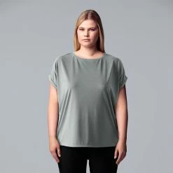 Plus Size Simply Vera Vera Wang Short Sleeve Crewneck Dolman Tee Aspire Mauve -Simply Vera Vera Wang STORE unnamed file 3709
