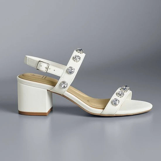 Simply Vera Vera Wang Danaa Women's Embellished Block Heel Sandals White 1 Simply Vera Vera Wang Danaa Women's Embellished Block Heel Sandals White