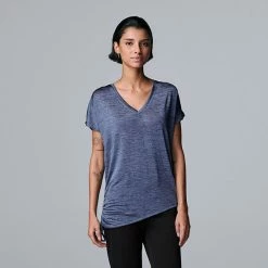 Petite Simply Vera Vera Wang V-Neck Dolman Tee Gray Blue Solid -Simply Vera Vera Wang STORE unnamed file 3723