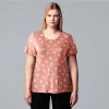 Plus Size Simply Vera Vera Wang Scoopneck Print Tee Soft Tiger