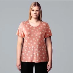 Plus Size Simply Vera Vera Wang Scoopneck Print Tee Soft Tiger
