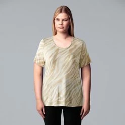 Plus Size Simply Vera Vera Wang Scoopneck Print Tee Soft Tiger -Simply Vera Vera Wang STORE unnamed file 3726