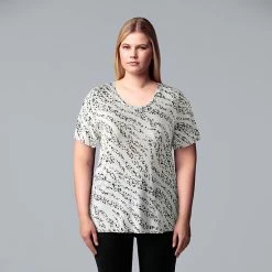 Plus Size Simply Vera Vera Wang Scoopneck Print Tee Soft Tiger -Simply Vera Vera Wang STORE unnamed file 3727