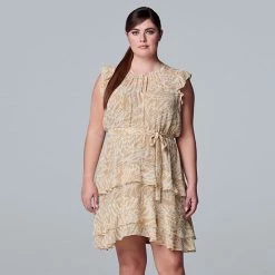 Plus Size Simply Vera Vera Wang Tiered Sleeveless Dress Painted Petals -Simply Vera Vera Wang STORE unnamed file 3732
