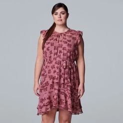 Plus Size Simply Vera Vera Wang Tiered Sleeveless Dress Painted Petals -Simply Vera Vera Wang STORE unnamed file 3734