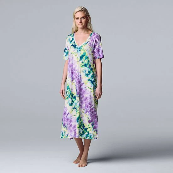 Women's Simply Vera Vera Wang Tie-Dye Long Sleepshirt 1 Women's Simply Vera Vera Wang Tie-Dye Long Sleepshirt