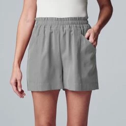 Petite Simply Vera Vera Wang High-Waist Soft Shorts Kaira Khaki -Simply Vera Vera Wang STORE unnamed file 3745