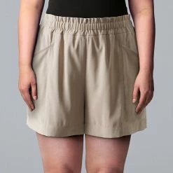 Petite Simply Vera Vera Wang High-Waist Soft Shorts Kaira Khaki -Simply Vera Vera Wang STORE unnamed file 3747
