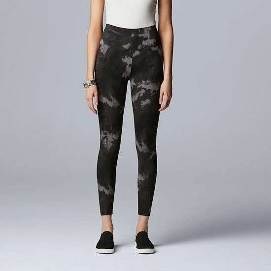 Women's Simply Vera Vera Wang High Rise Live-In Print Leggings Black Tie Dye 4 Women's Simply Vera Vera Wang High Rise Live-In Print Leggings Black Tie Dye - Image 4