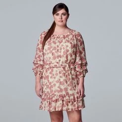 Plus Size Simply Vera Vera Wang Chiffon Ruffle Dress Ditsy Drip B -Simply Vera Vera Wang STORE unnamed file 3768