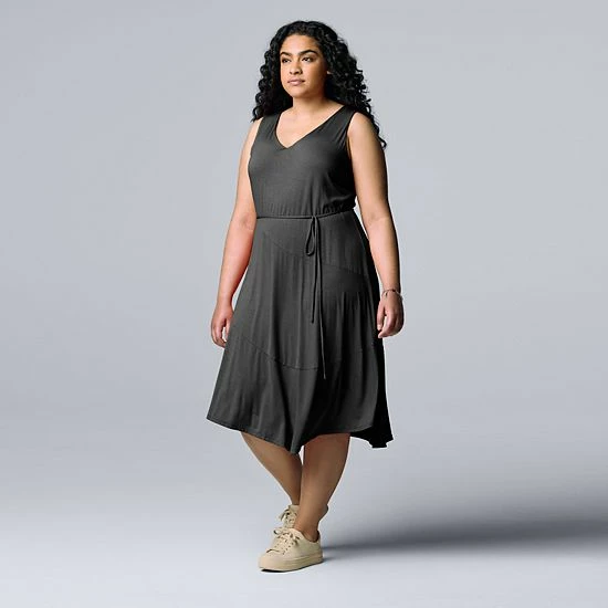 Plus Size Simply Vera Vera Wang Fit & Flare Tank Dress Vera Black 4 Plus Size Simply Vera Vera Wang Fit & Flare Tank Dress Vera Black - Image 4