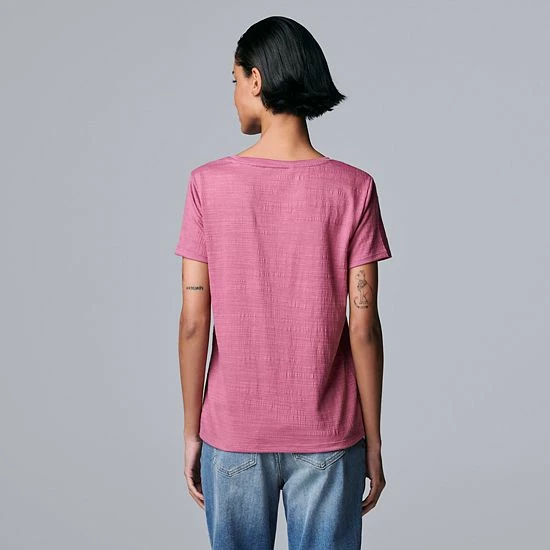 Women's Simply Vera Vera Wang Relaxed Fit Textured Tee Mauve Elegance 2 Women's Simply Vera Vera Wang Relaxed Fit Textured Tee Mauve Elegance - Image 2