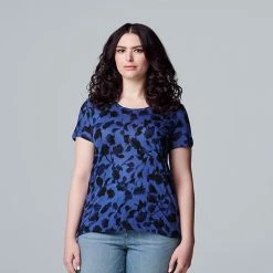 Women's Simply Vera Vera Wang Print Relaxed Fit Tee Sprinkle Texture -Simply Vera Vera Wang STORE unnamed file 3789