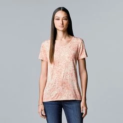 Women's Simply Vera Vera Wang Print Relaxed Fit Tee Sprinkle Texture -Simply Vera Vera Wang STORE unnamed file 3791