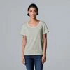 Petite Simply Vera Vera Wang Textured Short Sleeve Tee Mauve Feather