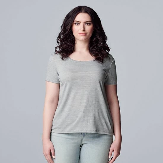 Petite Simply Vera Vera Wang Textured Short Sleeve Tee Mauve Feather 3 Petite Simply Vera Vera Wang Textured Short Sleeve Tee Mauve Feather - Image 3