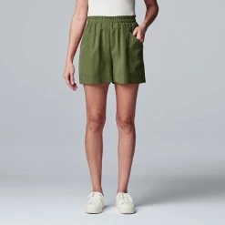 Women's Simply Vera Vera Wang High-Waisted Soft Shorts Kaira Kaki -Simply Vera Vera Wang STORE unnamed file 3815