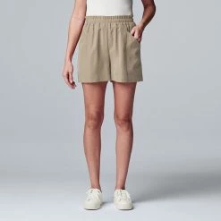 Women's Simply Vera Vera Wang High-Waisted Soft Shorts Kaira Kaki -Simply Vera Vera Wang STORE unnamed file 3817