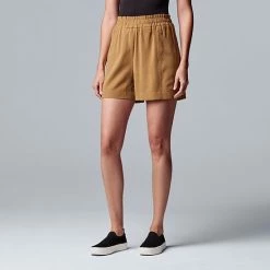 Women's Simply Vera Vera Wang High-Waisted Soft Shorts Kaira Kaki -Simply Vera Vera Wang STORE unnamed file 3819