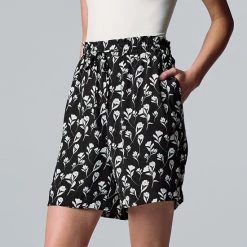 Women's Simply Vera Vera Wang High-Rise Paperbag Waist Shorts Mini Shadow Stem A -Simply Vera Vera Wang STORE unnamed file 3833