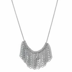 Simply Vera Vera Wang Silver Tone Fringe Chain Frontal Necklace