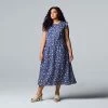 Plus Size Simply Vera Vera Wang Ruffle Sleeve Midi Dress Abstract Strokes