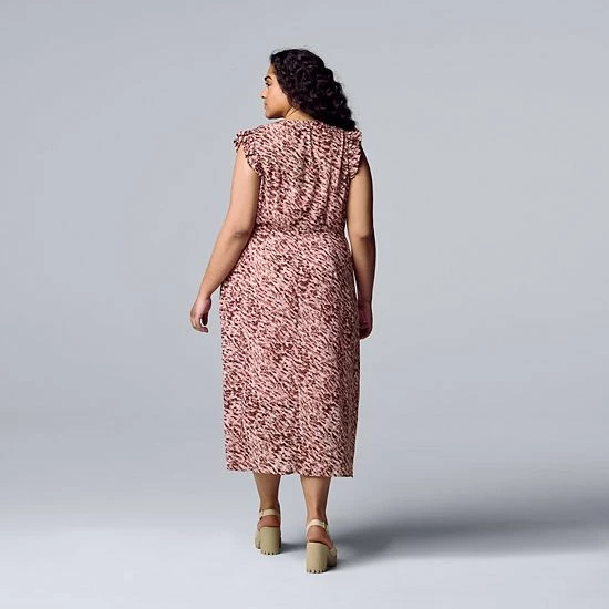 Plus Size Simply Vera Vera Wang Ruffle Sleeve Midi Dress Abstract Strokes 2 Plus Size Simply Vera Vera Wang Ruffle Sleeve Midi Dress Abstract Strokes - Image 2