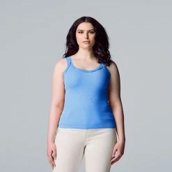 Women's Simply Vera Vera Wang Solid Lace Trimmed Tank Beatrix Blue