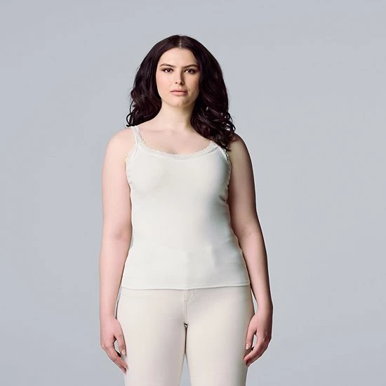 Women's Simply Vera Vera Wang Solid Lace Trimmed Tank Beatrix Blue 5 Women's Simply Vera Vera Wang Solid Lace Trimmed Tank Beatrix Blue - Image 5