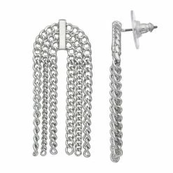 Simply Vera Vera Wang Silver Tone Fringe Chain Drop Earrings