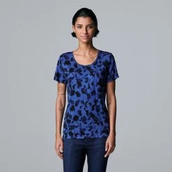 Petite Simply Vera Vera Wang Printed Short Sleeve Tee Sprinkle Texture A -Simply Vera Vera Wang STORE unnamed file 3858