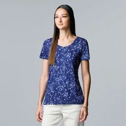 Petite Simply Vera Vera Wang Printed Short Sleeve Tee Sprinkle Texture A -Simply Vera Vera Wang STORE unnamed file 3869