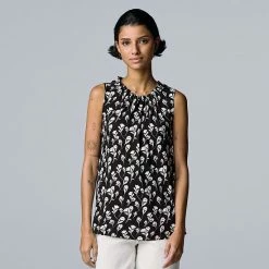 Women's Simply Vera Vera Wang Shirred Tank Vera Black -Simply Vera Vera Wang STORE unnamed file 3887