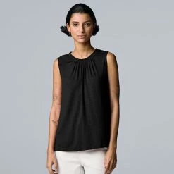 Women's Simply Vera Vera Wang Shirred Tank Vera Black -Simply Vera Vera Wang STORE unnamed file 3888