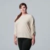 Plus Size Simply Vera Vera Wang Ruched-Sleeve Crewneck Top Oatmeal Heather