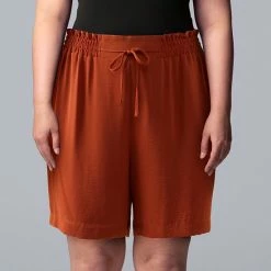 Plus Size Simply Vera Vera Wang Smocked High-Waist Shorts Mini Shadow Stem