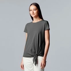 Petite Simply Vera Vera Wang Knot-Hem Tee Vera Black -Simply Vera Vera Wang STORE unnamed file 3927