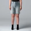 Plus Size Simply Vera Vera Wang High-Waisted 7" Denim Shorts Greystone