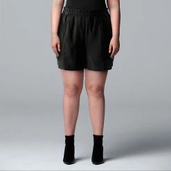 Plus Size Simply Vera Vera Wang High-Waisted Soft Shorts Vera Black -Simply Vera Vera Wang STORE unnamed file 3941