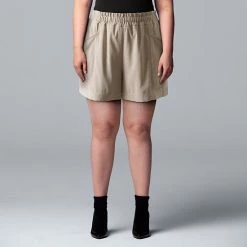 Plus Size Simply Vera Vera Wang High-Waisted Soft Shorts Vera Black -Simply Vera Vera Wang STORE unnamed file 3942